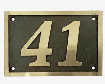 Custom Cast Brass House Numbers Plaque: Personalized Metal Address Sign, Outdoor Cottage Home Sign