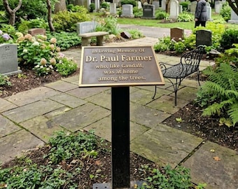 Placa conmemorativa con soporte | Letrero personalizado para cementerio y jardín | Resistente a la intemperie, fácil instalación