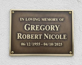 Custom Cast Brass & Bronze Memorial Plaque – Black Weatherproof Grave Marker | Personalized Cemetery Headstone Sign | Death Anniversary