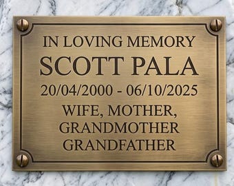 Custom Engraved Brass Plaque | Deep Etched, Personalized Metal Sign, Laser Engraved Sign Address Plaque, Memorial Plaque.