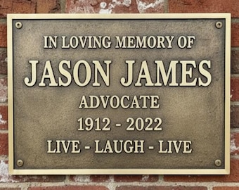 Custom Cast Brass & Bronze Memorial Plaque – Black Weatherproof Grave Marker Personalized Cemetery Headstone Plaque Remembrance Tribute Loss