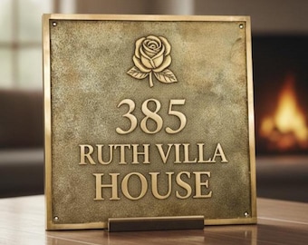 Custom Bronze House Number Plaque | Personalized Address Marker Sign | Private Property Sign | Old School Metal | Anniversary Gift