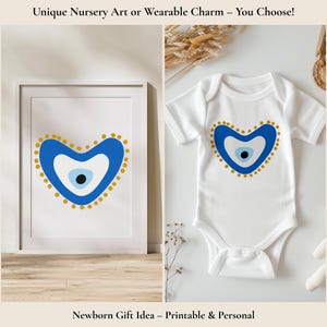 Evil Eye Digital Design Baby Clothes Svg Png Mom Baby Matching Outfit DIY Baby Shower Gift Printable Baby Bodysuit Iron On Transfer Heart