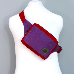 Upcycled Purple and Red Hip Bag, Fanny Pack, Bum Bag
