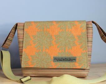 Bolso bandolera naranja y dorado reciclado