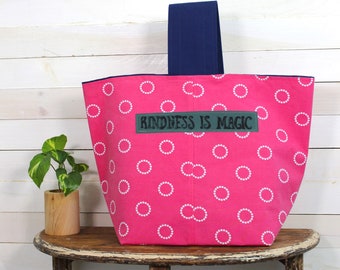 Upcycled Pink and Navy Blue Large Market Tote, Project Tote