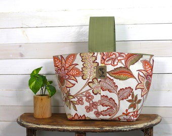 Upcycled Coral and Green Small Market Tote, Project Tote