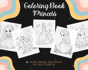 Princess Coloring Book for Kids – Printable PDF Activity Pages for Girls