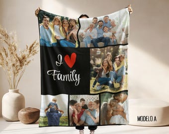 Custom Family Photo Collage Blanket | Personalized Collage Picture Throw | Memorial / Anniversary Gift Blanket, gift for Christmas