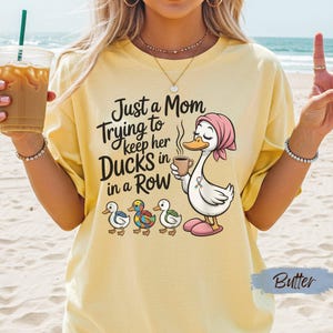 Just a Mom Trying to Keep Her Ducks in a Row Shirt, Autism Mom Gift, Neurodiversity Awareness Tee, Cute Duck Mama Tshirt