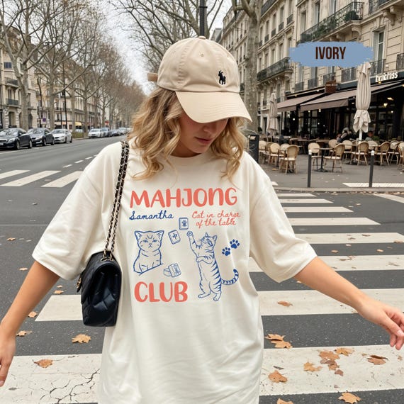 Custom Mahjong Club Shirt, Personalized Cat Mahjong Tee, Funny Mahjong Gift for Women, Game Night Shirt