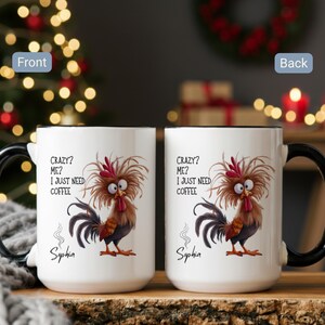 Crazy Chicken Lady Coffee Mug Funny Fowl Language Gift for Chicken Mom, Sarcastic Farmhouse Decor, Rooster Lover Cup