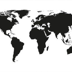 Papier peint photo carte du monde noir et blanc 210 x 140 cm – décoration murale moderne, carte design en 5 bandes, papier poster, fabriqué en Allemagne + cadeau offert