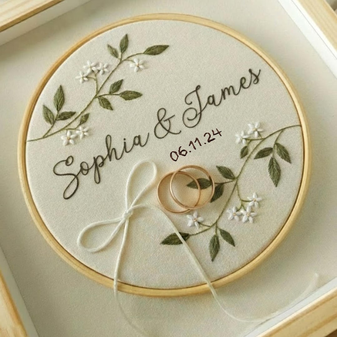 Hand Embroidery Wedding Hoop With Names & Date, Personalized Hand ...
