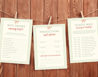 Baby Shower Games: Ciao Baby Italian Theme Editable Templates (Set of 3)