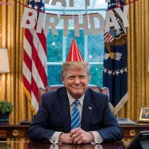 Video di compleanno personalizzato di Donald Trump con l'intelligenza artificiale - Saluto satirico in stile celebrità
