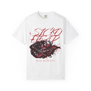 Metal Head T-Shirt - Unisex Garment-Dyed T-Shirt, Rockmusik Bekleidung, Festival Kleidung, einzigartiges Geschenk für Metal-Liebhaber, Konzert Merch