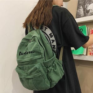 Personalized Canvas Bookbag: Vintage Brass Buckle Backpack
