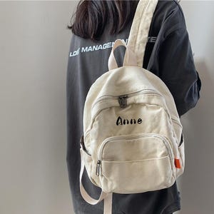 Personalized Washed Canvas Backpack: Eco-Friendly Small Rucksack