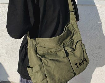 Customizable Canvas Crossbody Bag: Eco-Friendly Large Shopper