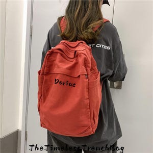 Personalized Canvas Backpack: Large Capacity Commuter Bag with Brass Buckle