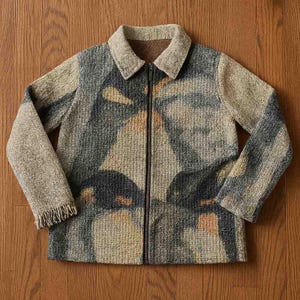 Tapestry Jacket With Fringes - Streetwear Clothing and Woven Jacket