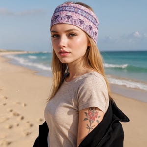 Boho Cotton Headband: Wide Striped Linen-Look Head Wrap