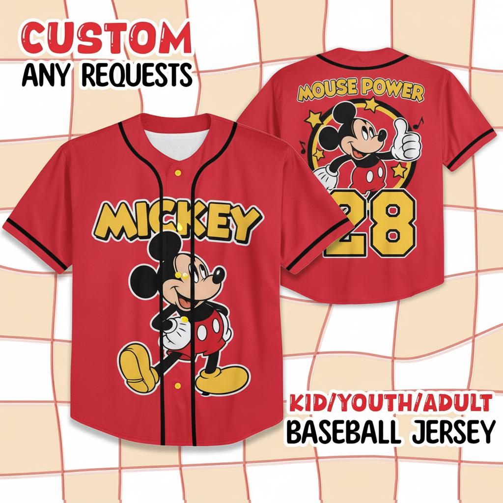Discover Custom Disney Mickey Mouse Jersey For Family, Matching Disneyland Jersey, Birthday Outfit, Personalized Name & Number, Mickey Mouse Park