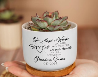 Maceta conmemorativa personalizada para abuela, maceta de cementerio personalizada para abuela, maceta de duelo para abuela, maceta personalizada con nombre y fecha de conmemoración de la abuela.