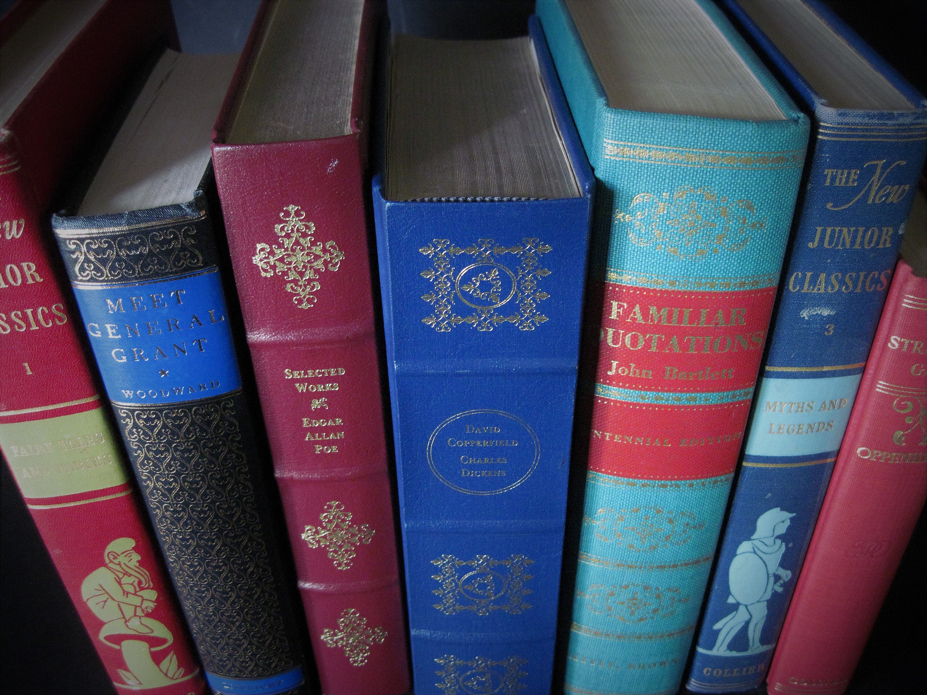 Gold Embossed Books Colorful Book Set Vintage Book Set Red Etsy