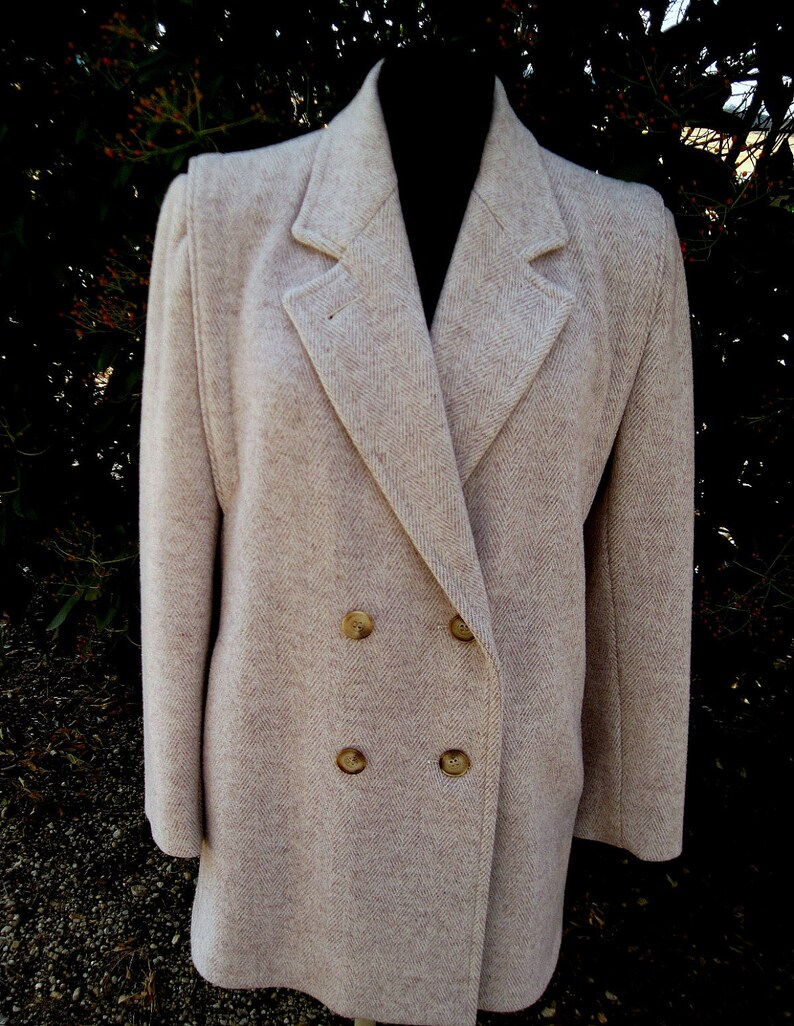 Womens Winter Coat Herringbone Coat Cream Winter Coat Double Etsy