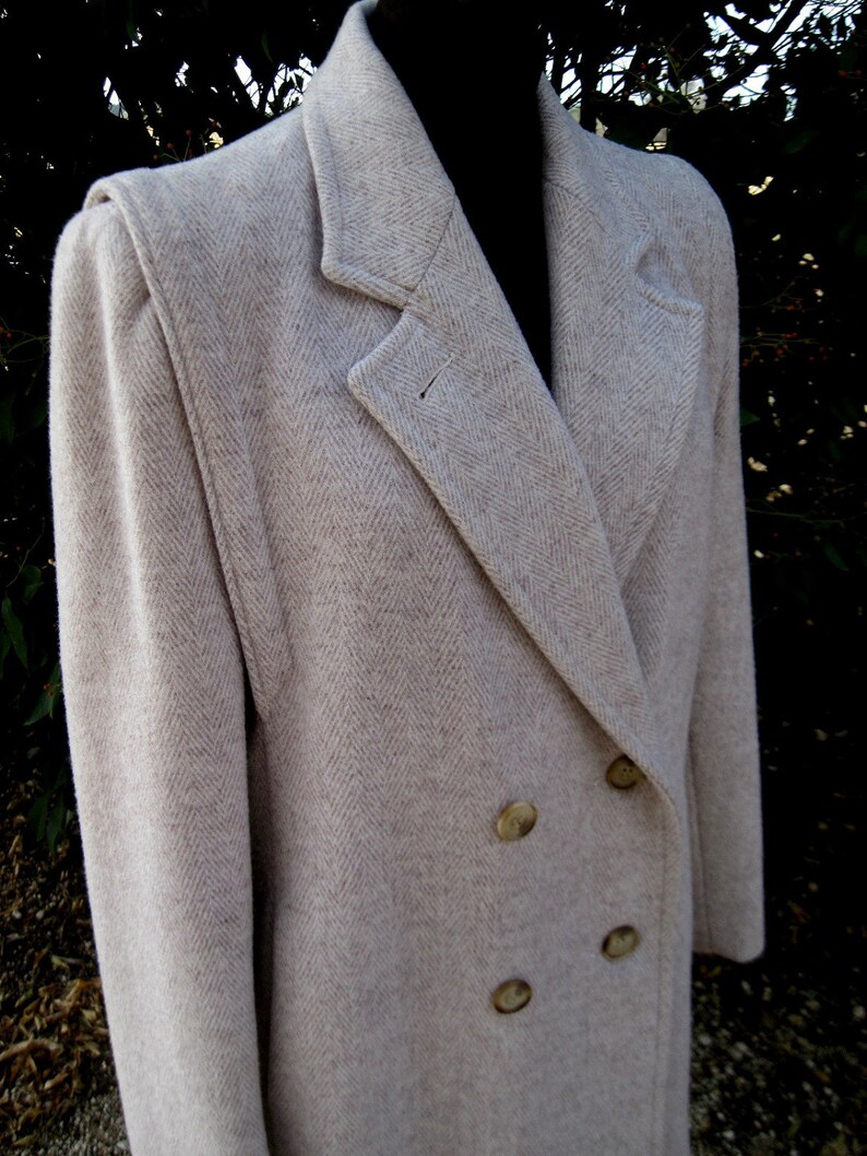 Womens Winter Coat Herringbone Coat Cream Winter Coat Double Etsy
