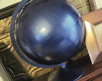 Blue Moon Globe, Metallic Blue Colorwashed, Vintage Repurposed, Galaxy Inspired, Christmas Gift