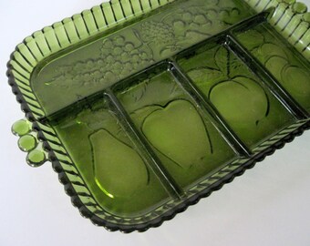 Indiana Relish Tray, Green Relish Tray, Green Divided Tray, Divided Relish Tray, Fruit Divided Tray, Avocado Divided Tray, Green Fruit Tray