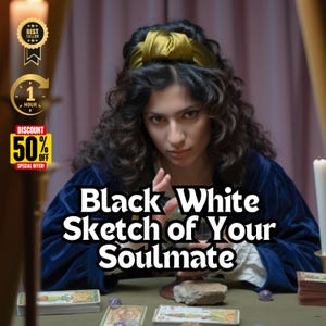 Soulmate Sketch Reading, Black & White Digital Art, Same Hour Delivery, Free Bonus