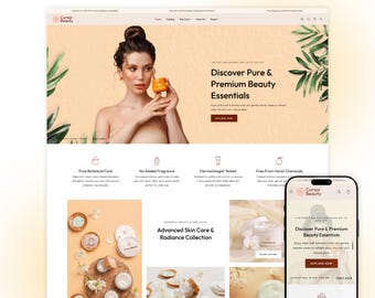 Beauty eCommerce Shopify Website Template. Modern Cosmetics, Skincare & Makeup Online Store Theme for High-Conversion