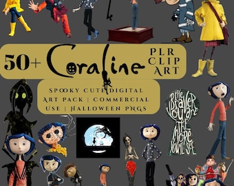 Coraline Clip Art Bundle | 50+ Creepy PNG Graphics (Commercial Use