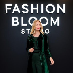 Women&#39;s beautifull Green Velvet Jacket Women Stylish Jacket Women 6 Button Elegant Long Jacket