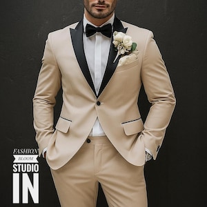Mens Suits Men Beige Luxury Suit Men Wedding Classy Suit Men 2 Piece Suit Men Evening Party Suit