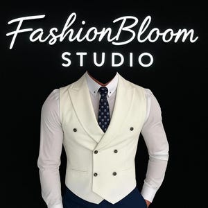 Men&#39;s White Waistcoat Jacket  Men Classy Wedding Jacket