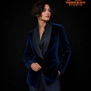 Womens Blue Velvet Blazer - Etsy Womens Blue Velvet Blazer - Etsy