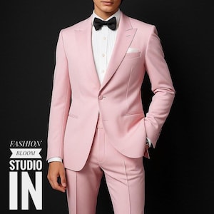 Mens 2 Piece Suits Men Wedding Pink Suit Men Luxury Classy Suits Men Evening Party Suit