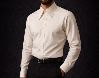 Herrenhemden Creme Stilvolle Kragen Begabte Hemd Hochzeitsoutfits