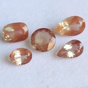 Brilliant Mix Lots Oregon Sunstone Gemstone Lot (5 Pieces): Faceted, For Jewelry Making.