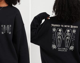Custom Gothic Romance Crewneck Sweatshirt | Matching Married Couple Sweater, Wedding Bachelorette Engagement Bridal Shower Gift idea