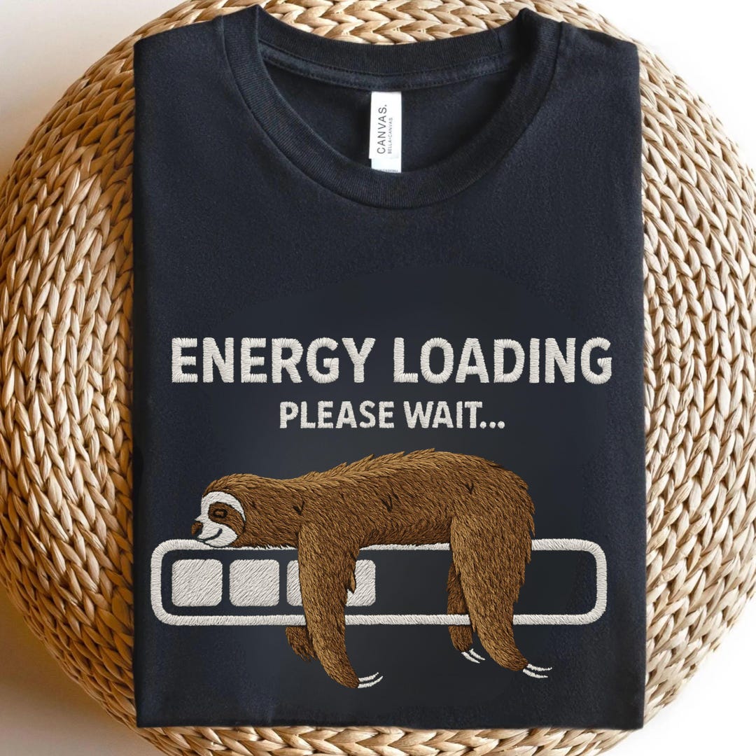 Energy Loading Please Wait Sloth Embroidery File Lazy Animal Machine ...