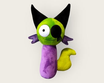 Bright green cat plush,funky cartoon style toy,32 cm