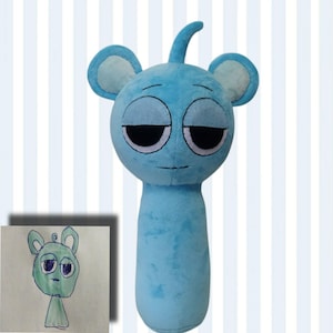 Sky blue horror bear plush-handmade horror plushie, 32 cm