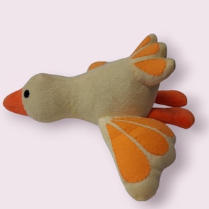 Plush Goose with Orange Wings,Citrus Inspired Soft Toy,Handmade Minimal Plush