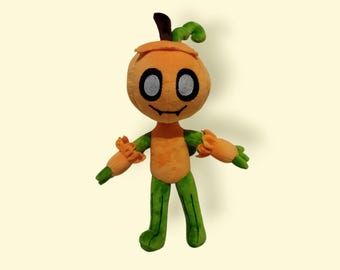 Handmade pumpkin plushie, soft autumn halloween decor (42cm)